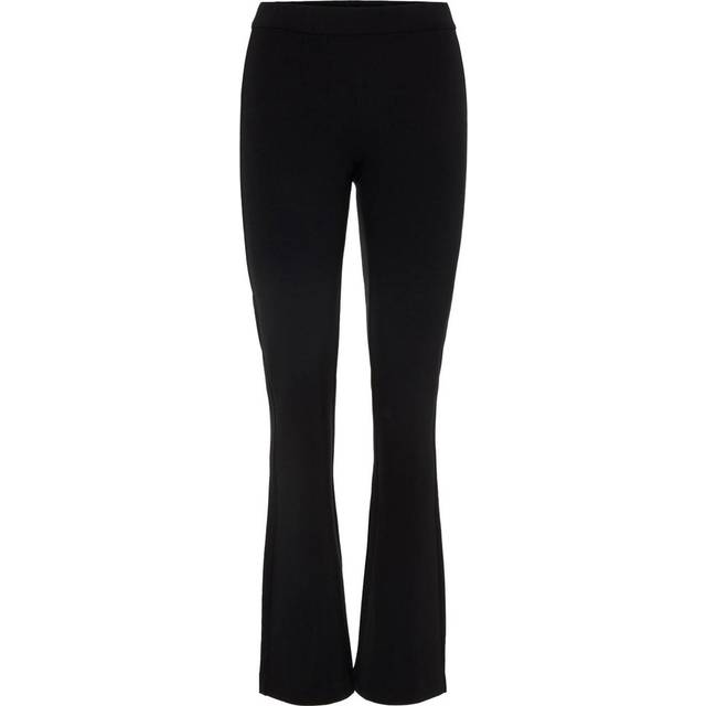 VERO MODA Women Flared Leggings Bootcut Fabric Pants Normal Waist Wide Leg Trousers VMKAMMA, Color:Black-2, Size:XXS / 32L, Z - Länge L30/32/34/36/38:L32