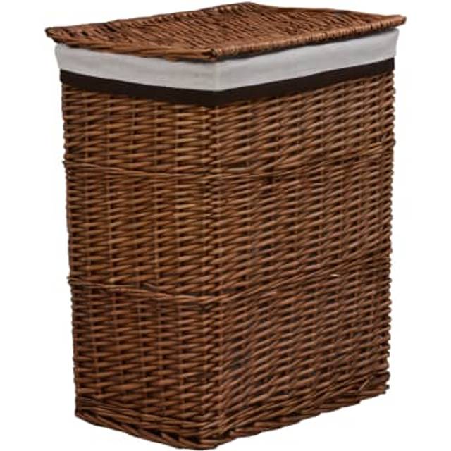 vidaXL Laundry Basket Brown Willow Stackable Washing Storage Hamper Bag Bin