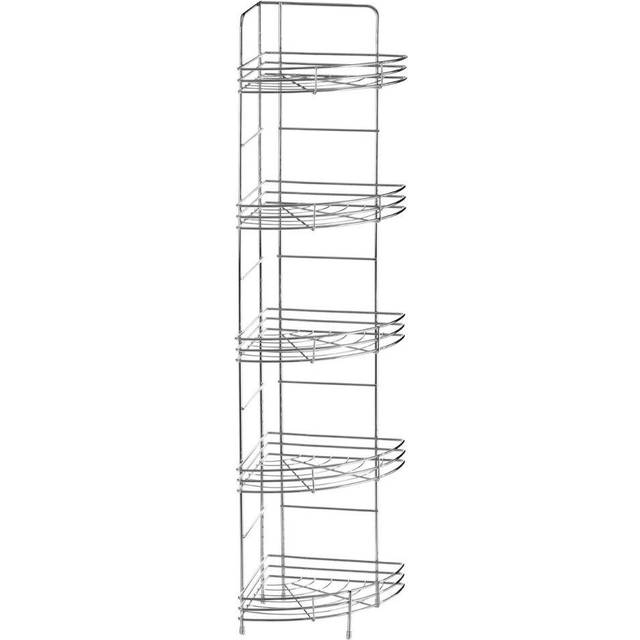 5 Tier Chrome Bathroom Corner Storage Rack - Silver