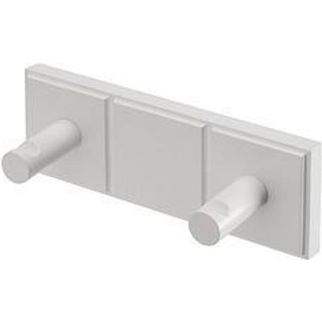 Croydex portland double robe hook wall mounted white pine bathroom coat hanger