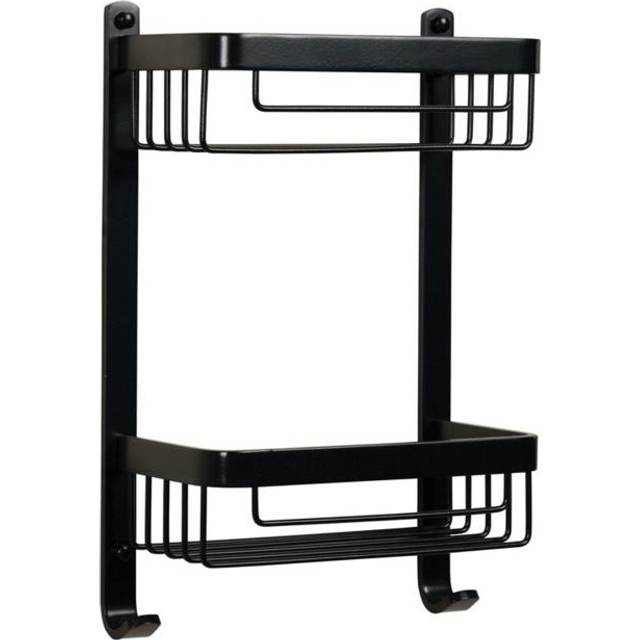 Large Two Tier Shower Caddy Bathroom Basket Organiser in Matte Black - Croydex