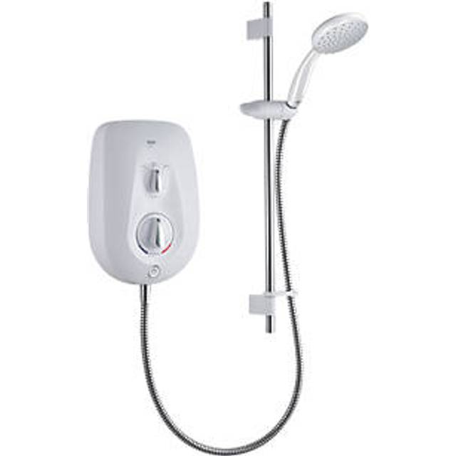 Mira Go Electric Shower 10.8kW in White Stainless Steel
