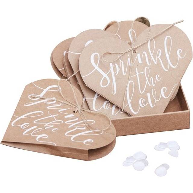 Ginger Ray Natural Kraft Heart Shaped Confetti Cones Rustic Country 10 Pack
