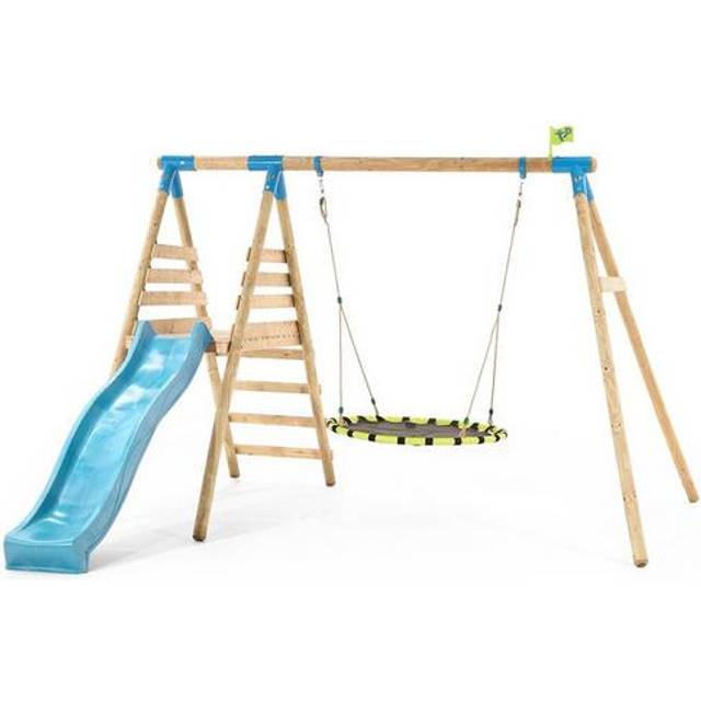 TP Toys Fiordland Wooden Swing Set and Slide With Nest Swing and 8FT Slide Ages 3 Years+