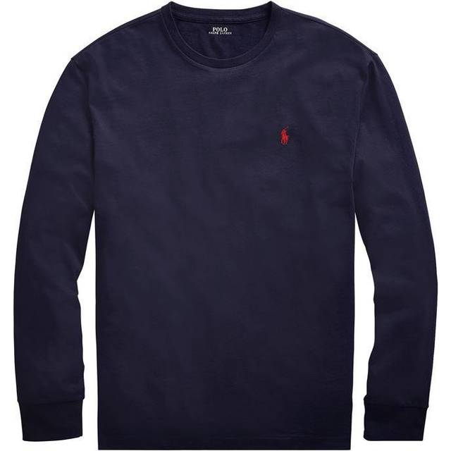 Long-Sleeved Cotton T-Shirt - Navy Blue - XL