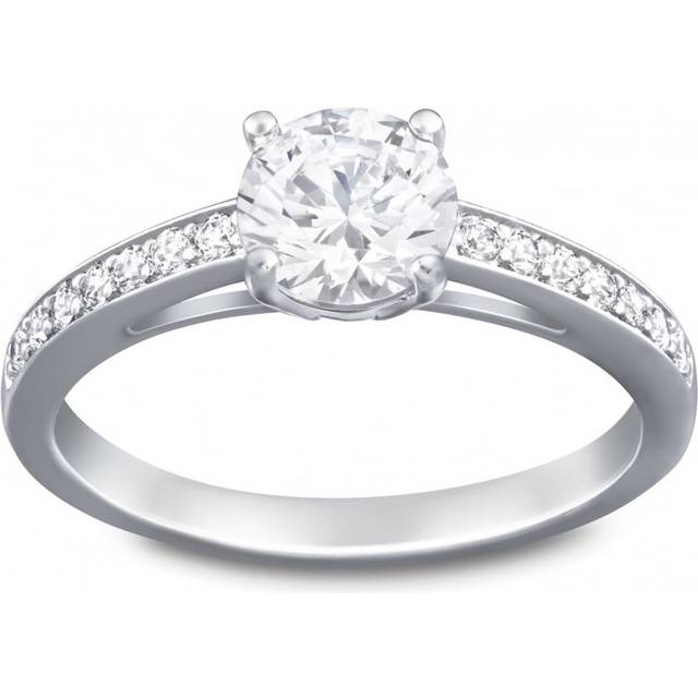 Swarovski Attract-ring, Rundskuren, Pavé, Vit, Rhodiumpläterad