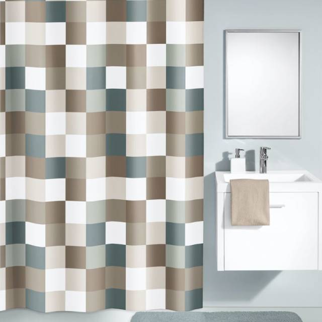 Kleine Wolke Check 4004478255234 Duschdraperi, Brun, 180 x 200 cm