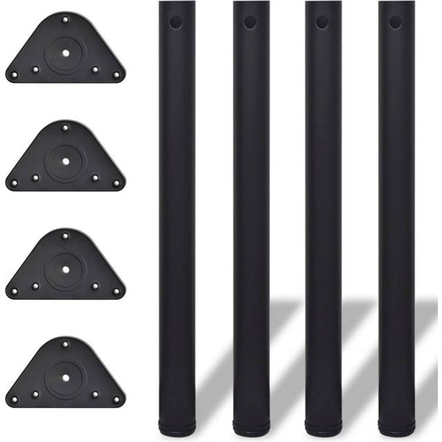 4 Höjdjusterbara bordsben i svart 710 mm