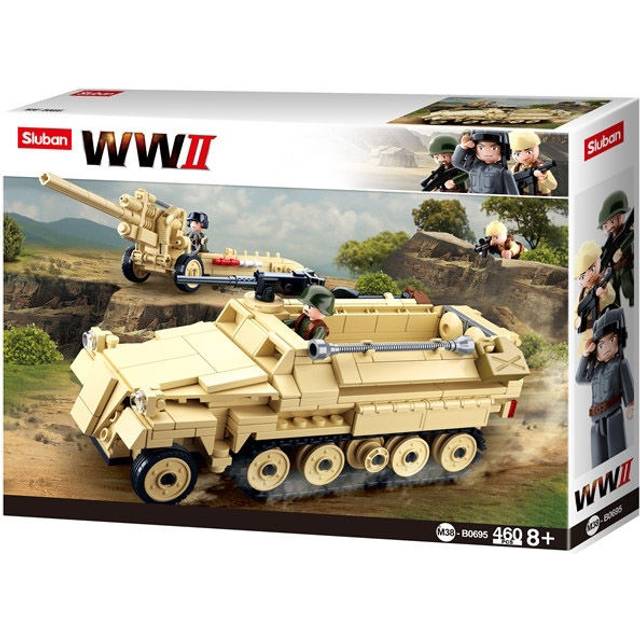 Sluban M38-B0695 WWII-SD.KFZ. 251 Half-Track K18 105MM Cannon, Multi Color