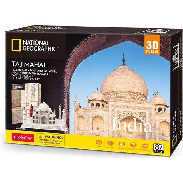 CubicFun National Geographic 3D Puzzle for Adults Kids Taj Mahal India Architecture 3D Jigsaw Building Model Kit with Booklet Gifts for Woman Men, 87