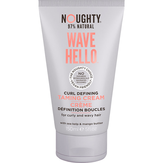Noughty Wave Hello Curl 97% naturlig tämjande kräm, 97% naturlig sulfatfri vegansk hårvård, vitaminrik utjämningsformel för lockigt och vågigt hår, 150 ml