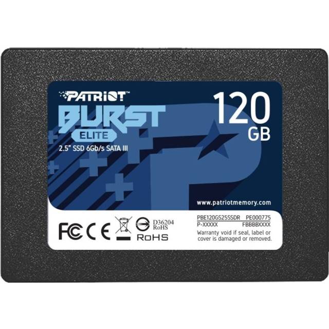 Patriot Memory Burst Elite PBE120GS25SSDR 2,5" Intern SATA III SSD-disk, Svart, 120 GB