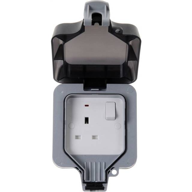 BG IP66 13A Switched Socket 1 Gang in Grey Polycarbonate