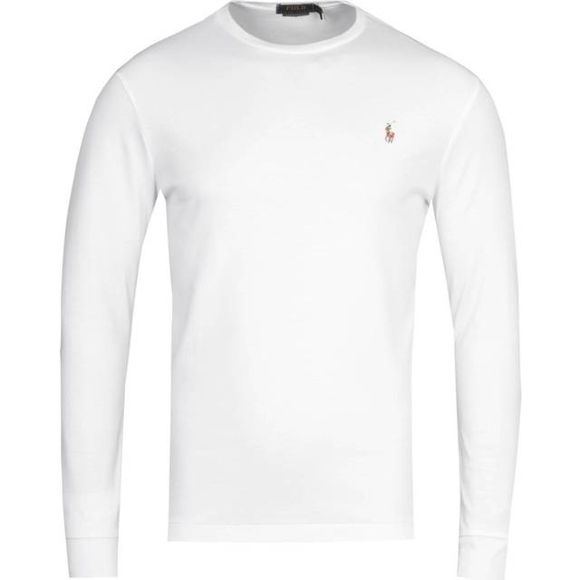 Pima Logo Top - White - Polo Ralph Lauren is known for its iconic motifs, but none more so than the pony sigil. It's embroidered to the chest of this long-sleeve top, which is spun from soft pima cotton and cut to a slim fit.