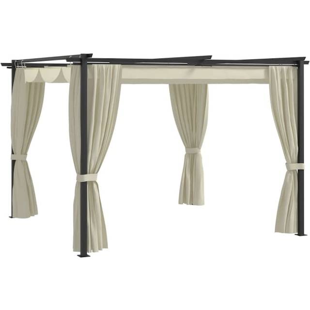 Paviljong med draperier 3x3 m taupe stål