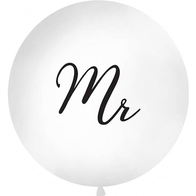 Jumbo Latex White & Black Mr Wedding Engagement Party Decor 1m Giant Balloon