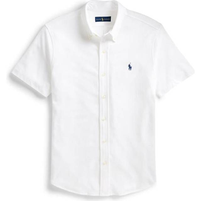 Polo Ralph Lauren – Vit kortärmad pikétröja i smal passform med spelarelogga-Vit/a