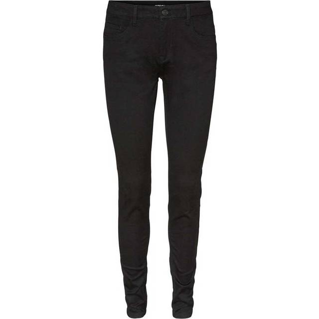 VERO MODA Seven normal midja skinny jeans, svart, XXS / 30L