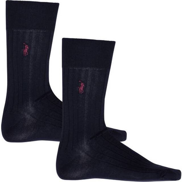 Polo Ralph Lauren Mens Rib-Knt luxury Socks - Colour: 002 Navy - Size: One