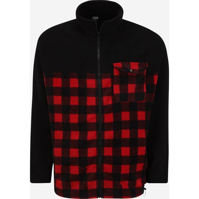 Sweatshirt Urban Classics Patterned Polar Fleece Track Jacket Black/ Red L (L)
