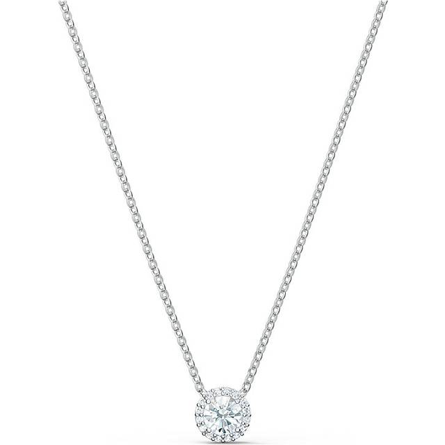 Una Angelic pendant, Round cut, White, Rhodium plated - OS