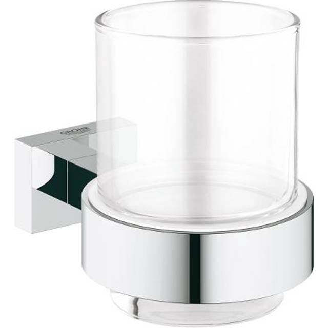 Grohe 40755001 Essentials Cube Glass Holder with Glass - Silver