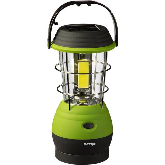 Vango Lunar 250 Eco Power Lantern - Green - 3.5 Hour Battery Life - Re-Chargeable Battery - USB Phone Charger - Solar Panel - Hangable Torch - Camping