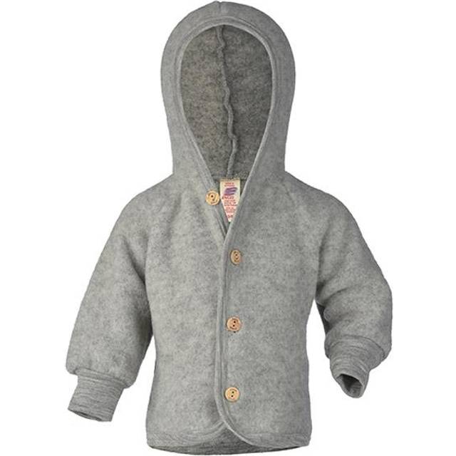 Engel - Kinder Kapuzenjacke mit Holzknöpfen - Wool jacket size 50/56, grey