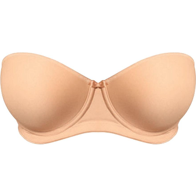 Fantasie Womens Smoothing Moulded Strapless Bra - Beige Cotton - Size 34FF