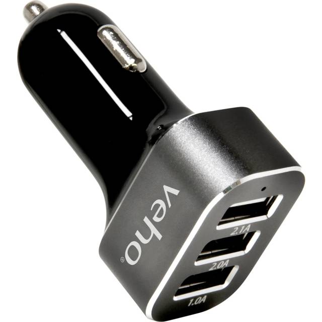 Veho triple usb 5v 5.1a car charger for usb charged devices - black - vaa-010