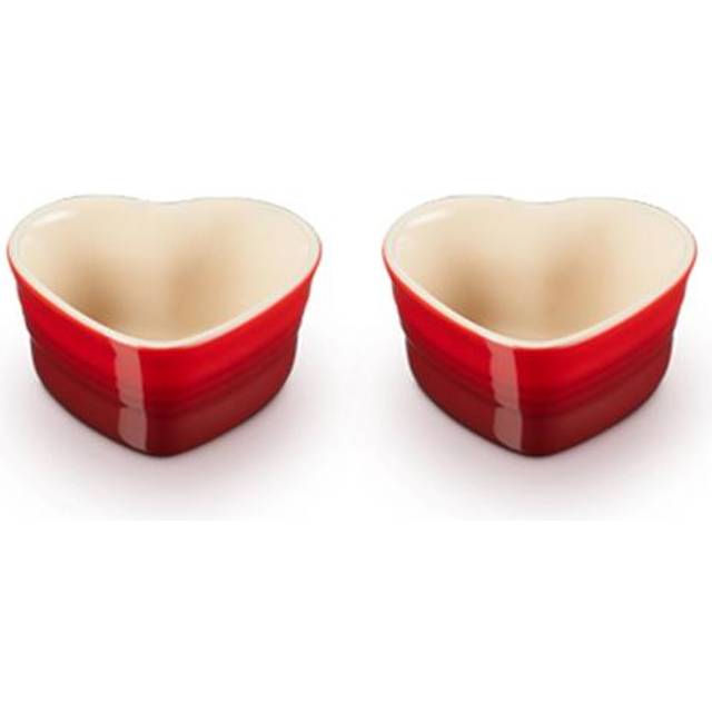 Le Creuset Stoneware Heart Ramekins, Set of 2, Red