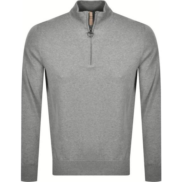 Barbour Mens Cotton Half Zip Sweater - Grey Marl - Size X-Large
