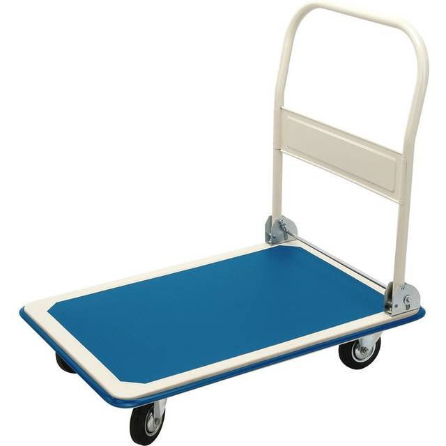 Draper Platform Trolley with Folding Handle 900 x 600 x 850mm - Draper Tools - Blue - 91 x 61 x 13.5mm