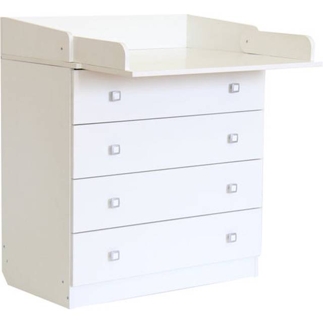 Kudl 4 Drawer White Baby Storage Unit with Changing Board