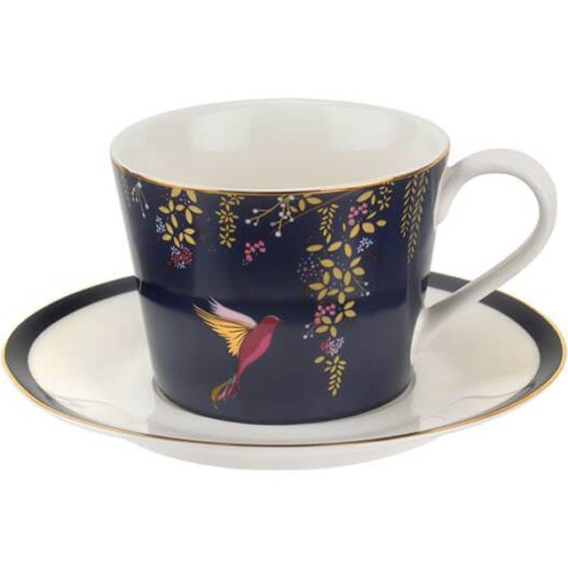 Sara Miller for Portmeirion Chelsea Cup and Saucer, Ceramic, Grey, 230 x 185 x 95 cm