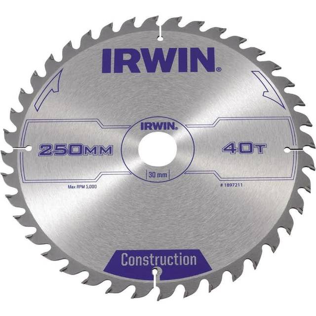 Irwin ATB Construction Circular Saw Blade 250mm 40T 30mm