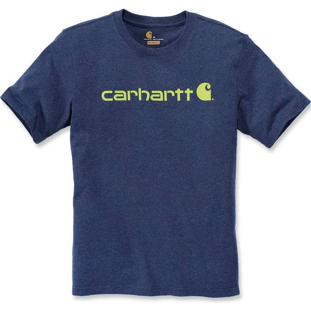 Carhartt Löst, tung kortärmad logotypgrafik för män, Marinblå, XS