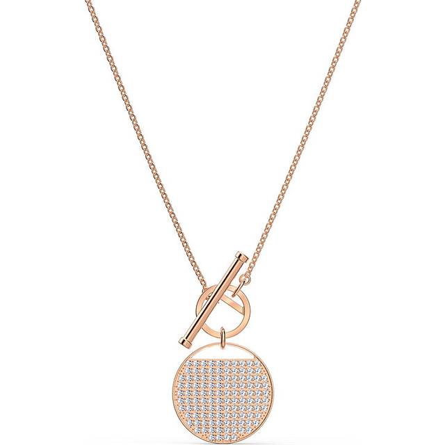 Ginger T Bar necklace, White, Rose gold-tone plated