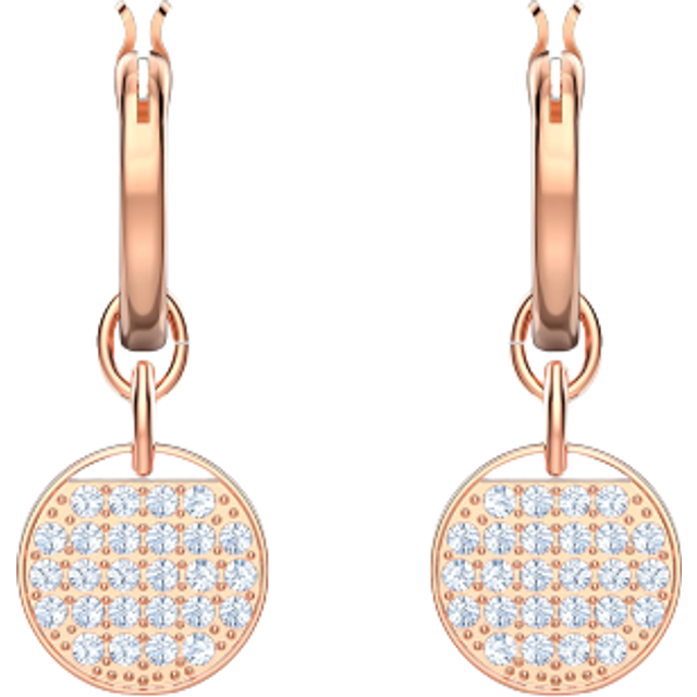 Ginger drop earrings, White, Rose gold-tone plated