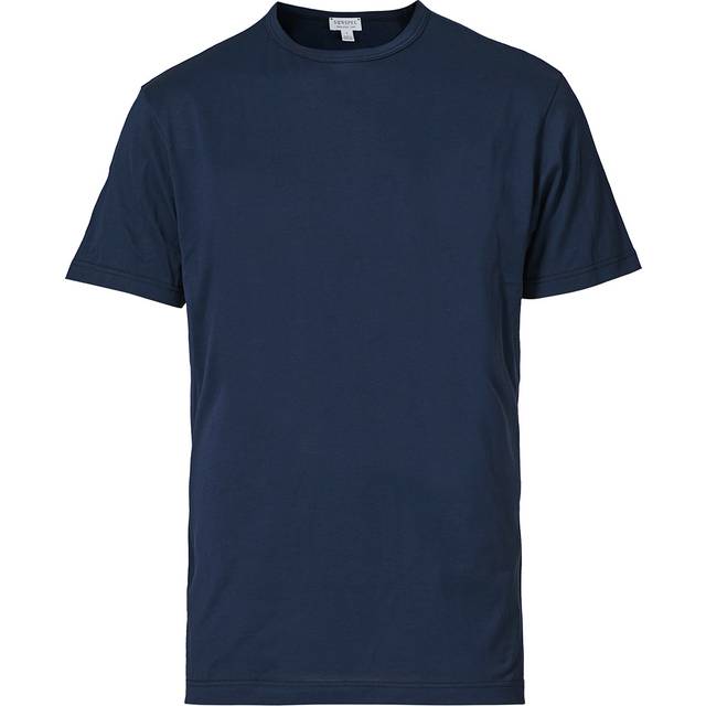 Sunspel Crew Neck Q82 Cotton T-Shirt Navy
