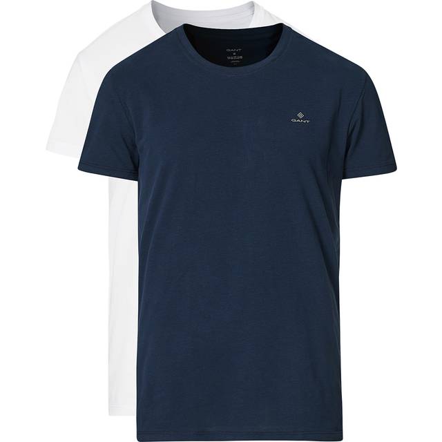 Gant 2-pack Basic Crew Neck T-Shirt - White/Navy - Small