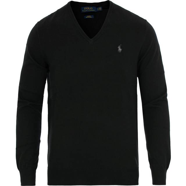 Polo Ralph Lauren, V-neck Knitwear, male, Blue, 2XL, Slim Fit V-Neck Polo Jumper