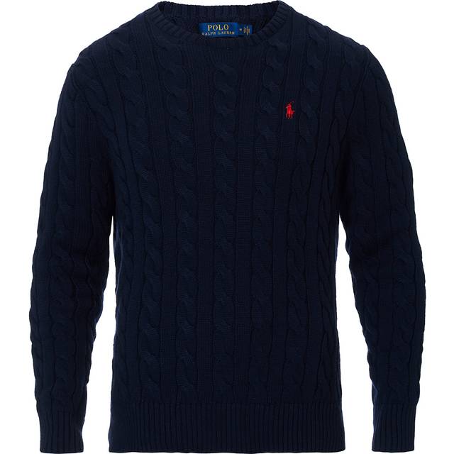 Navy Blue Cable-knit Crew-neck Sweater - XL