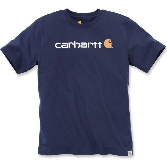 Carhartt Löst, tung kortärmad logotypgrafik för män, Marinblå, XL