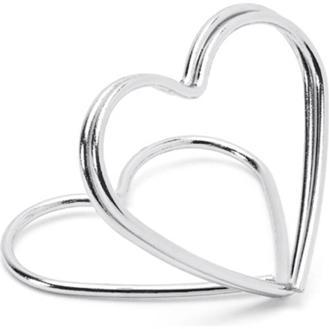 (Silver) PartyDeco Wedding Table Metal Heart Place Card Holders