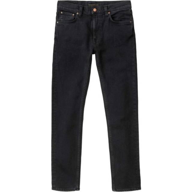 Lean Dean Slim Jeans - Black Skies - Nudie Jeans is synonymous with comfortable fabrics and minimal Scandi style. Take the Lean Dean jeans; made with organic cotton, they’re cut to a slim tapered fit and signed off with a jacron patch at the waist.