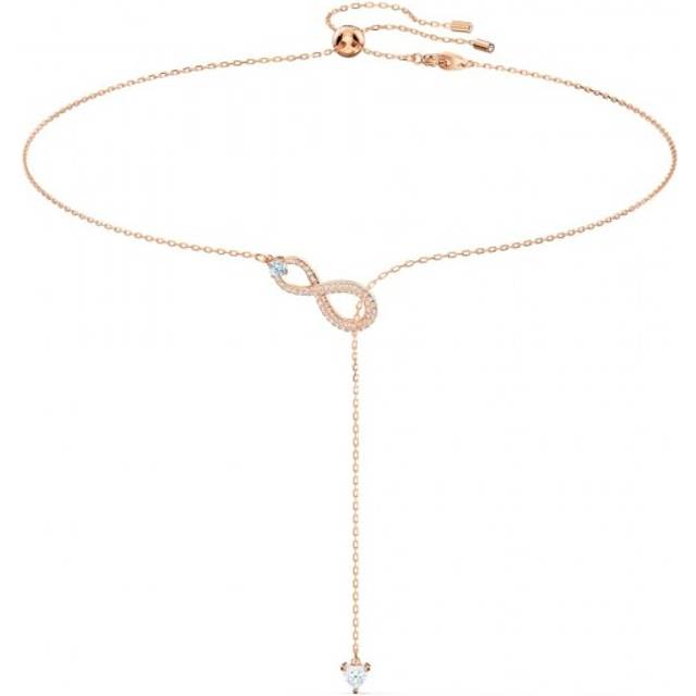 Swarovski Infinity Y necklace, Infinity, White, Rose gold-tone plated