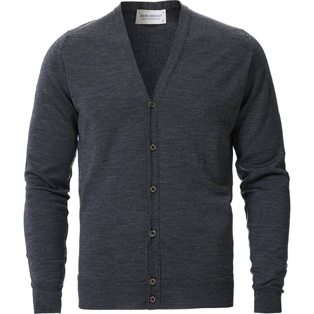 John Smedley Mens Charcoal (grey) Petworth V-neck Merino Wool Cardigan M - Charcoal (Grey)