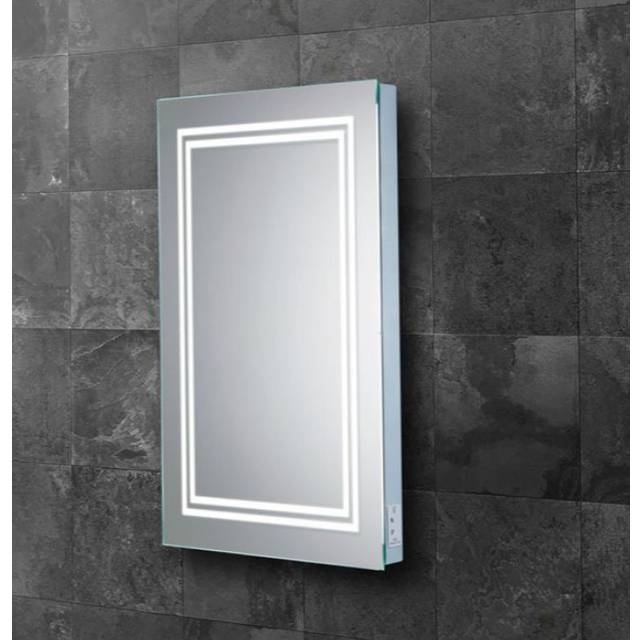 Boundary Bathroom Mirror with Shaver Socket (80cm H x 60cm W)