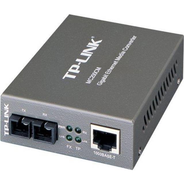 TP-Link Gigabit Multi-Mode Media Converter, Complies with IEEE 802.3ab and IEEE 802.3z Extends Fiber Distance Up to 0.55 km (MC200CM),Black